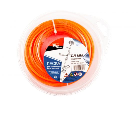 Леска квадратная витая армированная (2.4 мм; 15 м) для триммера REDVERG 6655100 