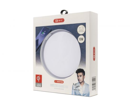 Беспроводное зарядное устройство BYZ 10W, подсветка + кабель AM-microBM 1 метр, белый 23750-U66W – изображение 2