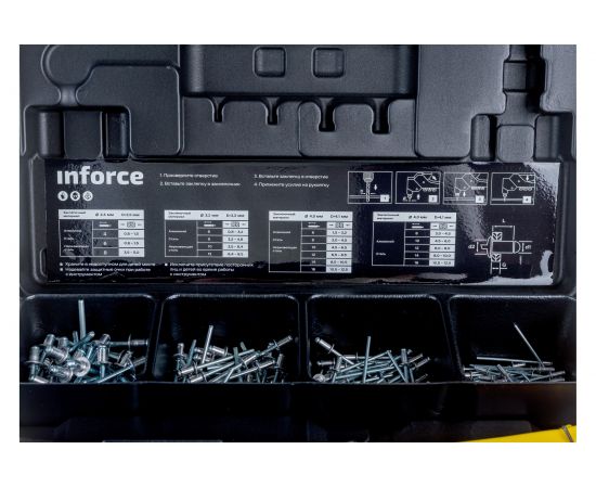 Литой ручной заклепочник Inforce в кейсе, с набором заклепок 2.4-4.8 мм 06-14-101 – изображение 2
