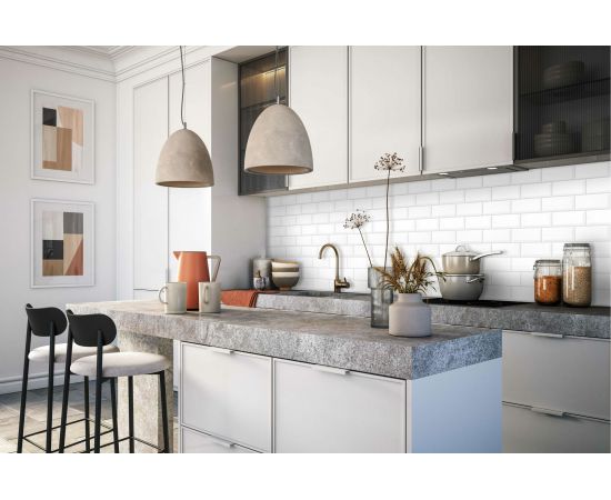 Набор декоративных панелей ПВХ Пластмаркет (Кабанчики; плитка; 485x960 мм; белая; 4 шт) 4680169020635 – изображение 2