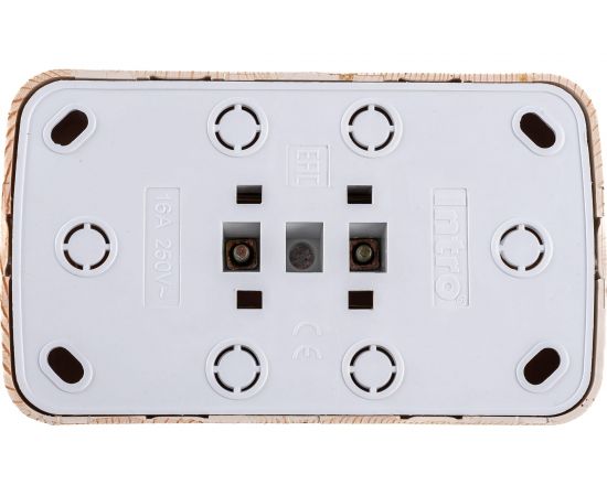 Розетка Intro Polo 3-204-11 с заземлением двойная 2x2P+E Schuko, 16A-250В, IP20, открытая установка, сосна, Б0053578 – изображение 2