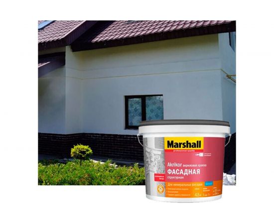 Краска MARSHALL AKRIKOR фасадная, структурная, Баз BW 9л 5248859 – изображение 3