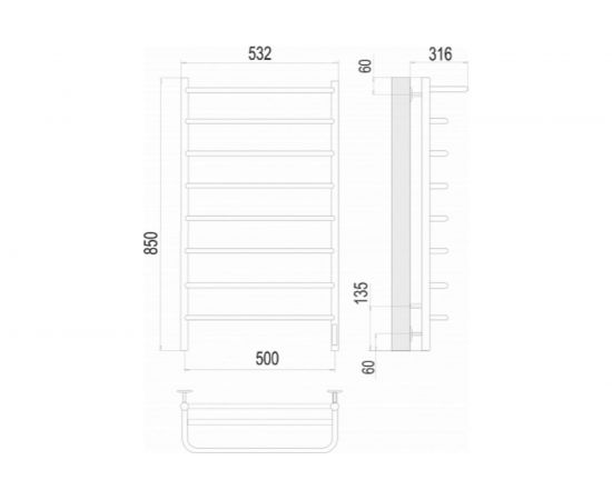 Полотенцесушитель Terminus Полка quick touch П8 500x850 4670078524836 – изображение 3
