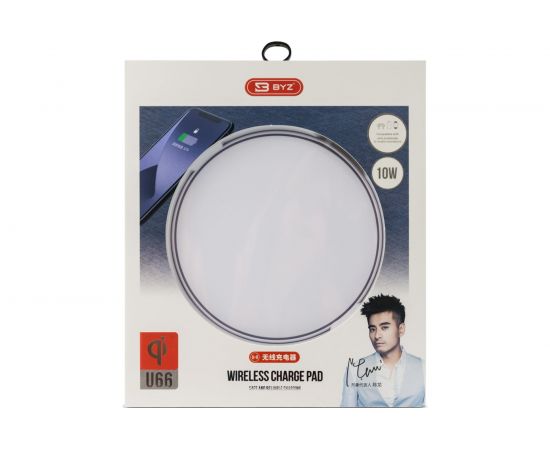 Беспроводное зарядное устройство BYZ 10W, подсветка + кабель AM-microBM 1 метр, белый 23750-U66W – изображение 3