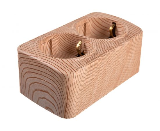 Розетка Intro Polo 3-204-11 с заземлением двойная 2x2P+E Schuko, 16A-250В, IP20, открытая установка, сосна, Б0053578 – изображение 3