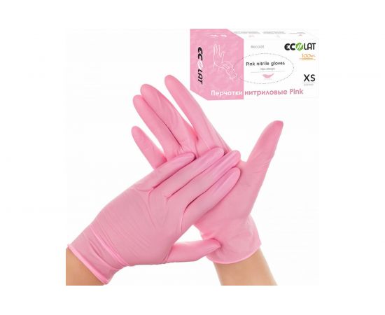 Нитриловые перчатки EcoLat Pink 100 шт./уп. размер XS, 3435/XS – изображение 3