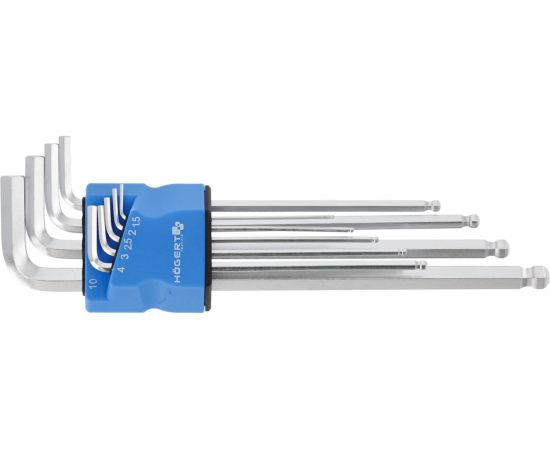 Набор шестигранных Г-образных ключей HOEGERT TECHNIK экстрадлинные HT1W826 – изображение 4