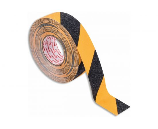 Клейкая противоскользящая зернистая лента BRAUBERG 50 мм х 20 м, черно-желтая, основа ПВХ 606775 – изображение 4