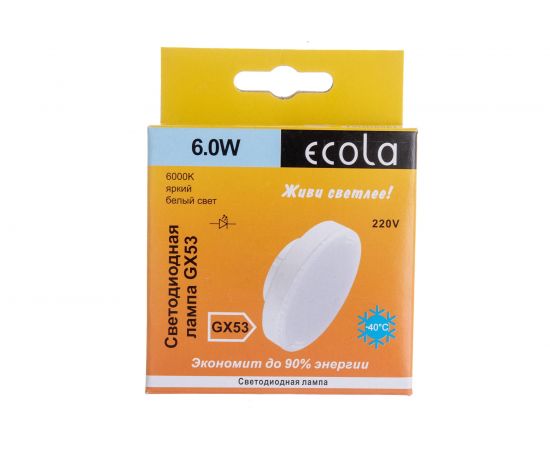 Светодиодная лампа Ecola GX53 LED 6,0W Tablet 220V 6000K матовое стекло /композит/ 27x75 T5QD60ELC – изображение 5