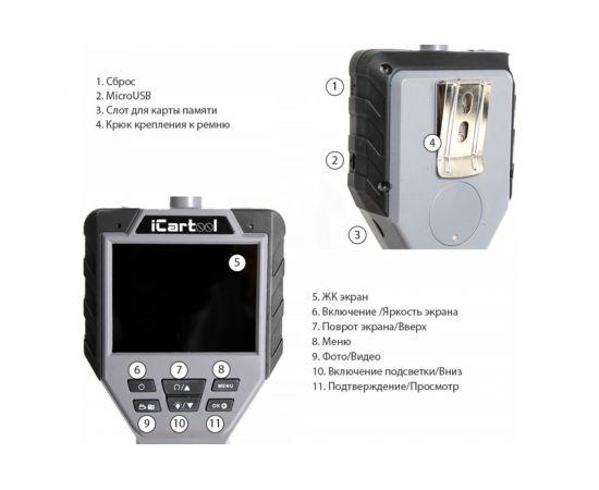 Управляемый видеоэндоскоп iCartool 3.5"", 1Мп, 1280X720, 1м, 6мм IC-V202 – изображение 6