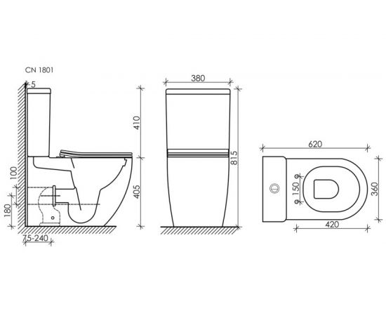 Напольная пристенная чаша унитаза Ceramica Nova MIA Rimless CN1801-B – изображение 8