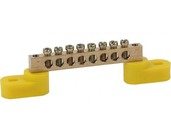 Шина ЭРА NO2221091 PE земля, на двух угловых изоляторах, ШНИ-6х9-8-У2-Желтый Б0044158 