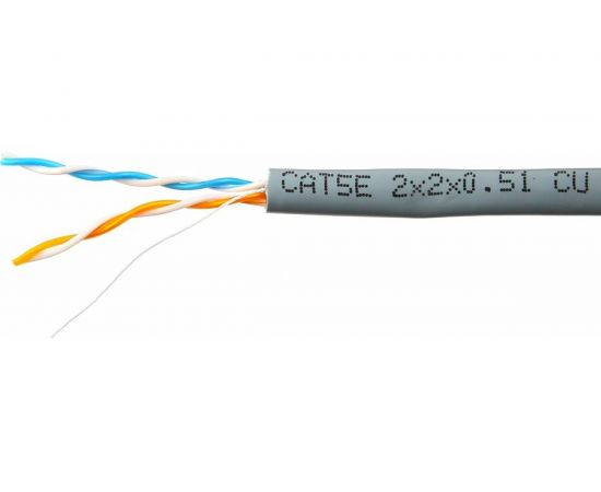 Кабель SkyNet Premium UTP indoor 2x2x0,51, медный, FLUKE TEST, кат.5e, однож., 305 м, box, серый CSP-UTP-2-CU 