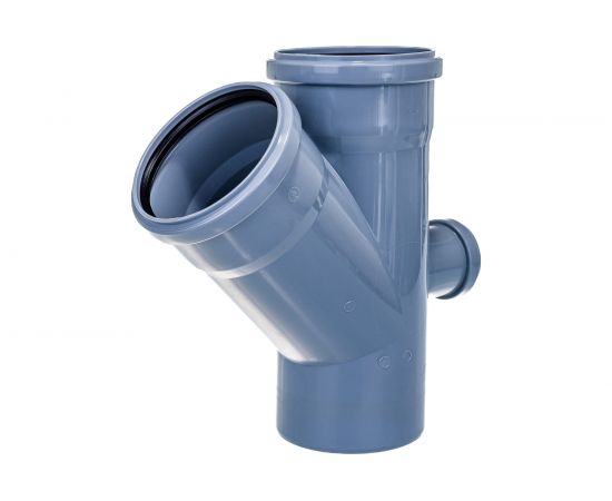 Канализационная одноплоскостная крестовина 110/110/50, 45 градусов, серый 19203 