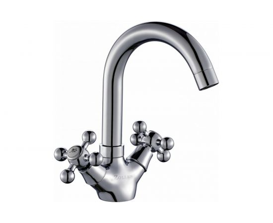 Смеситель для умывальника Zollen Essen поворотный высокий излив, 2 шпильки ES52420522 443409 