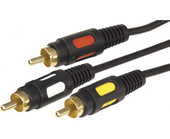 Шнур REXANT 3 RCA - 3 RCA, длина 5 метров, черный 17-0215 – изображение 2