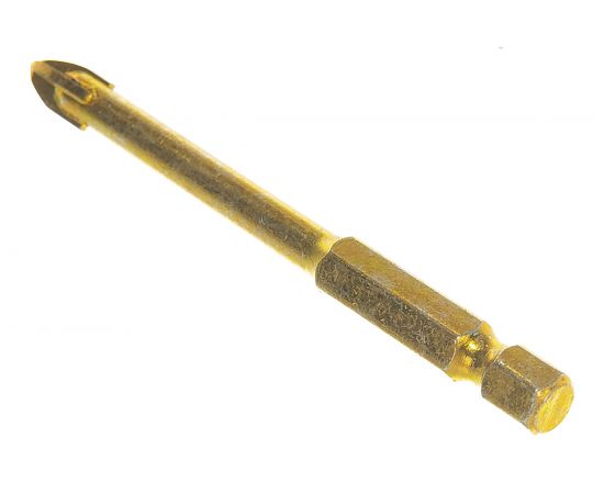 Сверло по кафелю (6x74 мм; 4 режущие кромки; титановое покрытие; U-хвостовик под биту) FIT 35476 – изображение 2