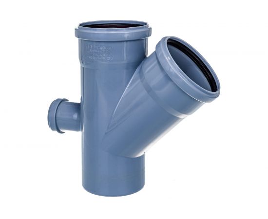 Канализационная одноплоскостная крестовина 110/110/50, 45 градусов, серый 19203 – изображение 2