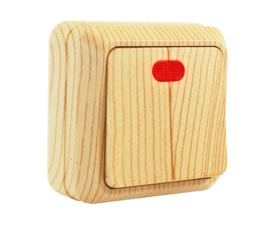 Двухклавишный выключатель Jilion с подсветкой дуб 9533468 – изображение 3