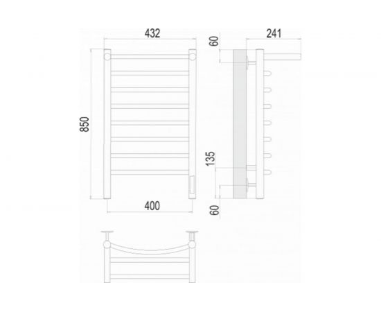 Полотенцесушитель Terminus Классик с полкой quick touch П8 400x850 4670078531407 – изображение 3