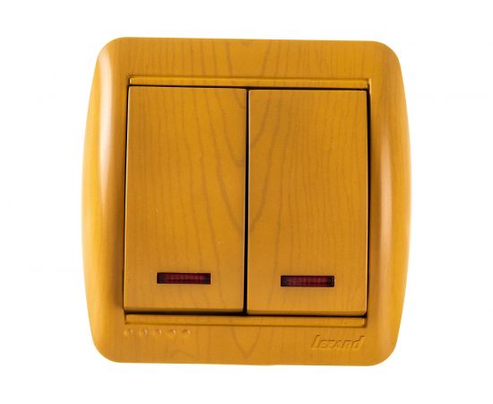 Двойной выключатель с подсветкой Lezard NATA ольха 710-0700-112 – изображение 3