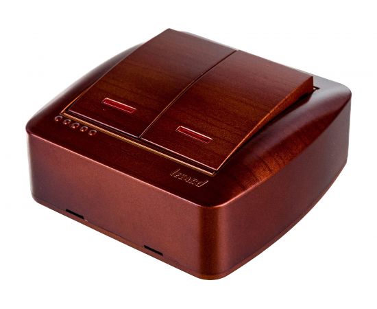 Двойной выключатель Lezard DEMET с подсветкой махагон 711-0500-112 – изображение 3