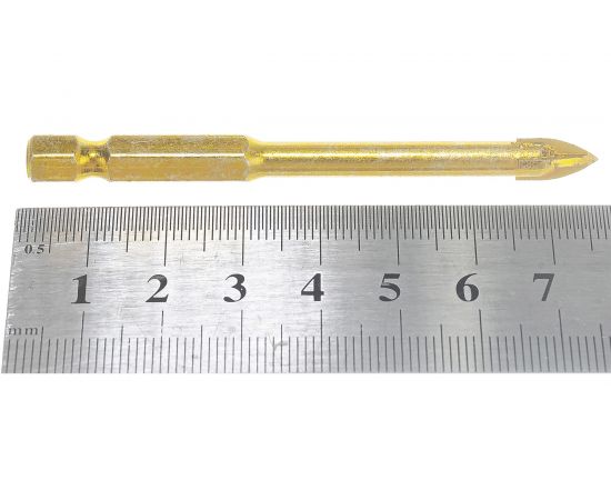 Сверло по кафелю (6x74 мм; 4 режущие кромки; титановое покрытие; U-хвостовик под биту) FIT 35476 – изображение 4