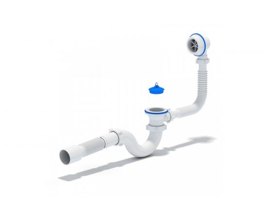 Сифон для ванны АНИ Пласт трубный, пробка на цепочке 1 1/2 дюйма x 40 мм, гофра, 40х50 мм, нержавеющая сетка E155 025-0044 