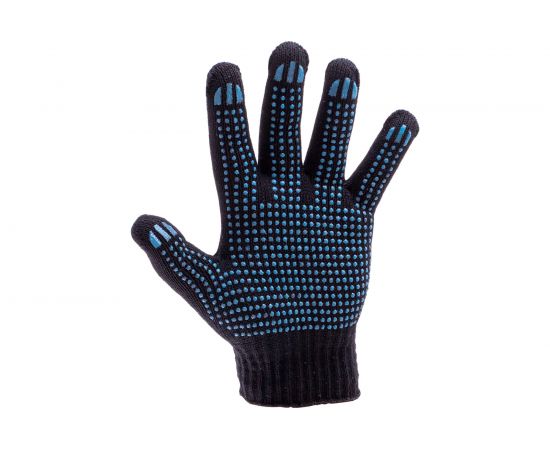 Хлопчатобумажные перчатки DolleX, с ПВХ, 4 нитки, упаковка 200 пар, черные, 200PVX-4B 