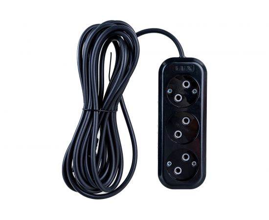 Сетевой удлинитель, черный У3-О-05 3-местный б/з, 250В, 10А, 5м LUX 4606400418955 