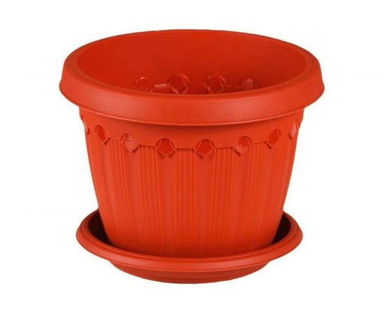 Кашпо с поддоном Эльфпласт Флавия 57 см, 60 л, терракотовое 062158 
