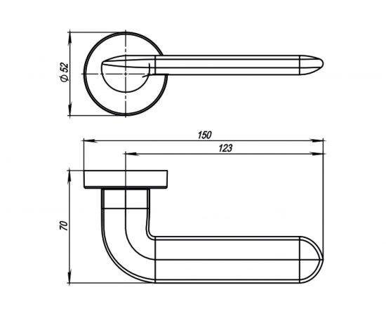 Раздельная ручка ARMADILLO EXCALIBUR URB4 SN-3 матовый никель 34279 – изображение 2