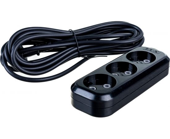 Сетевой удлинитель, черный У3-О-05 3-местный б/з, 250В, 10А, 5м LUX 4606400418955 – изображение 2