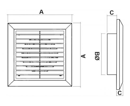Решетка вентиляционная 170х170 мм, диаметр дымохода 150 мм MTG 426054 – изображение 2