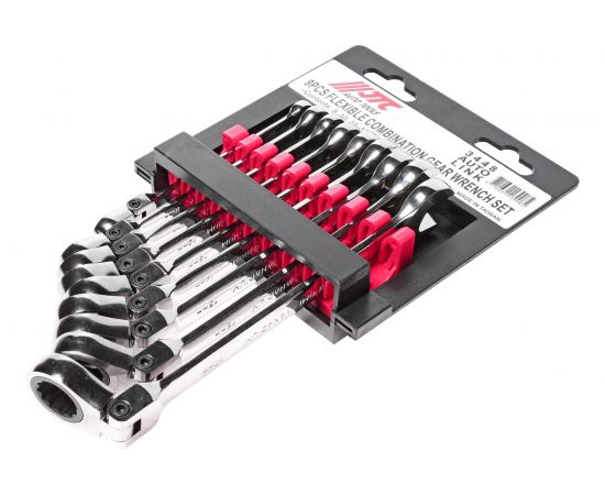 Набор комбинированных трещоточных ключей с подвижной головкой JTC 8-17 мм 9 предметов 1/15-3448 – изображение 2