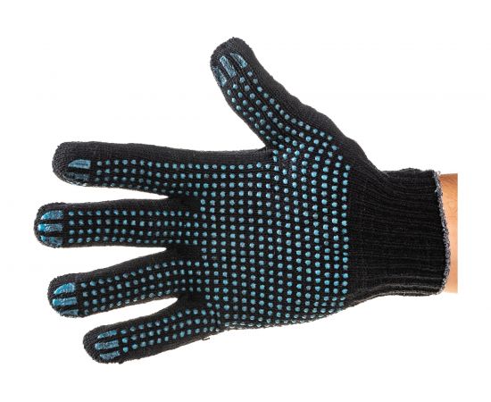 Хлопчатобумажные перчатки DolleX, с ПВХ, 4 нитки, упаковка 200 пар, черные, 200PVX-4B – изображение 3