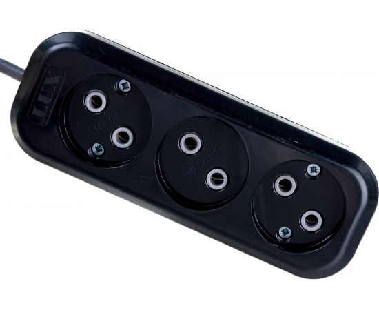 Сетевой удлинитель, черный У3-О-05 3-местный б/з, 250В, 10А, 5м LUX 4606400418955 – изображение 3