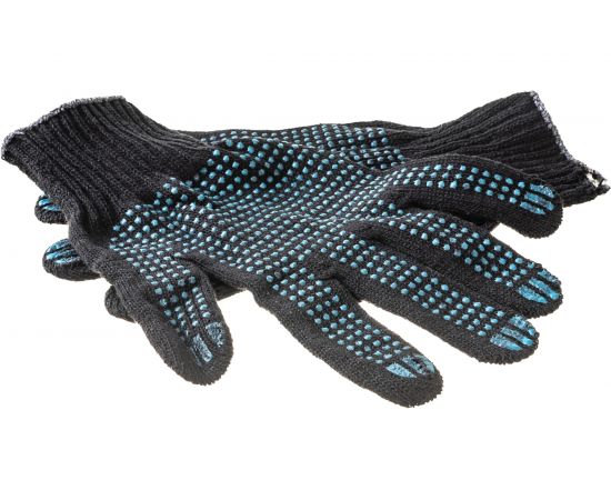 Хлопчатобумажные перчатки DolleX, с ПВХ, 4 нитки, упаковка 200 пар, черные, 200PVX-4B – изображение 5