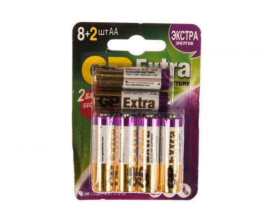 Алкалиновые батарейки GP AA 8+2 шт Extra Alkaline 15А 15AX8/2-2CR10/240 