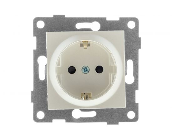 Механизм розетки GUSI ELECTRIC 1-ой с заземлением, с защитными шторками, СУ, 16А, 250В, жемчуг С11Р4-028 