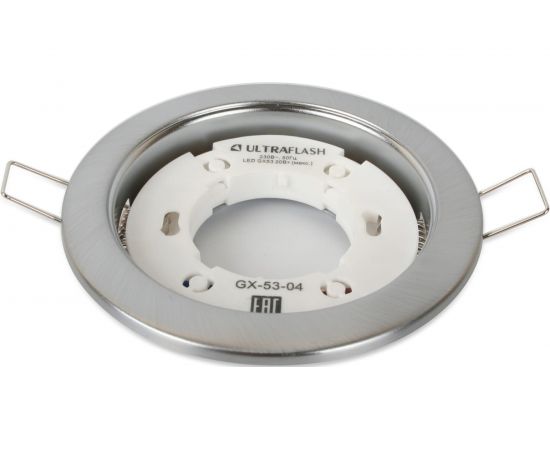 Металлический встраиваемый светильник Ultraflash матовый хром GX-53-04 14058 