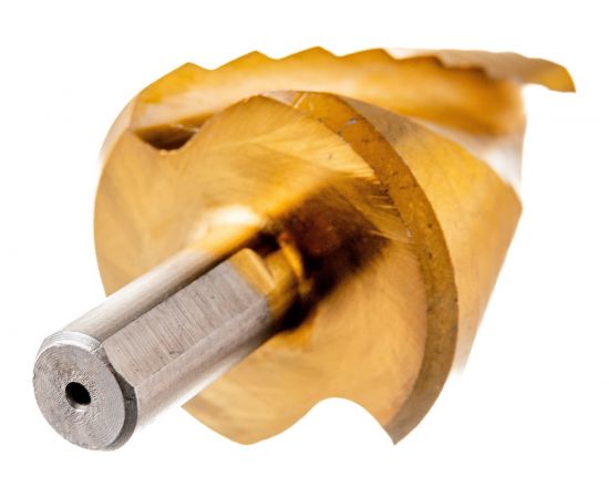 Сверло ступенчатое PRO (9-36 мм; HSS TiN; спиральный профиль; трехгранный хвостовик) TUNDRA 4087171 – изображение 2