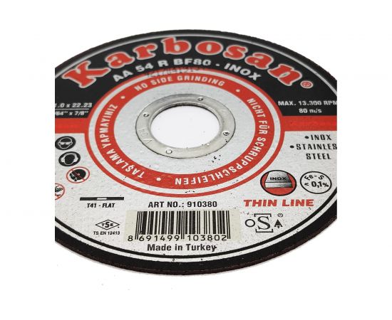 Диск отрезной по нержавеющей стали 115х1х22 мм INOX Karbosan 10380 – изображение 2