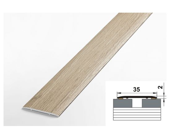 Порог прямой алюминиевый ЛУКА (35 мм, 1,8 м, ламинированый, Дуб беленый) УТ000020124 – изображение 2