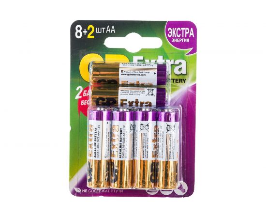 Алкалиновые батарейки GP AA 8+2 шт Extra Alkaline 15А 15AX8/2-2CR10/240 – изображение 2