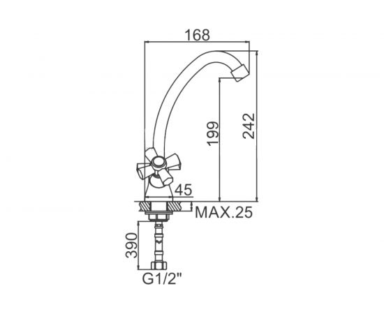 Смеситель для кухни LEDEME крест, керамика, с гайкой L4990 806814 – изображение 2