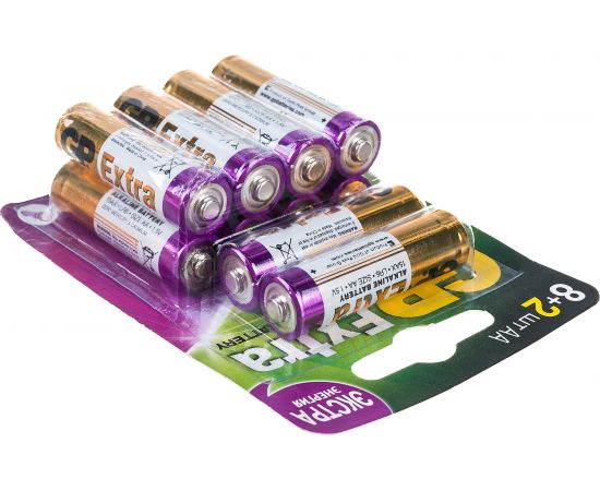 Алкалиновые батарейки GP AA 8+2 шт Extra Alkaline 15А 15AX8/2-2CR10/240 – изображение 3