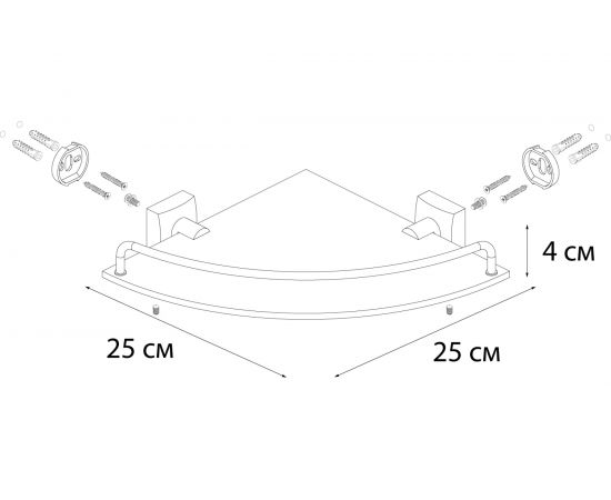 Стеклянная угловая полка FIXSEN KVADRO 61303A – изображение 3