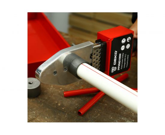 Аппарат для сварки полипропиленовых труб DEKO в металлическом кейсе, 4 насадки (20-40 мм) PPWM2100W 063-4247 – изображение 3