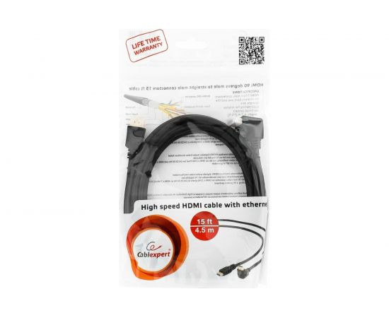 Кабель HDMI Cablexpert 4.5 м v1.4 19M/19M угловой разъем черный CC-HDMI490-15 – изображение 3